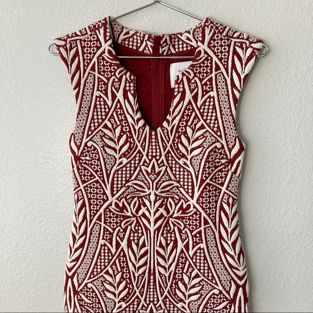 Anthropologie HD in Paris Claret Sheath Form Fitting Midi Dress
